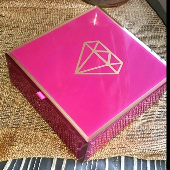 Francesca’s Gold Diamond Pink Glass Jewelry Box - Picture 3 of 10